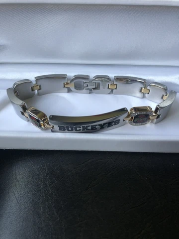 Ohio State Buckeyes Men’s Steel Bracelet Two-Tone With Diamond Accents Cover