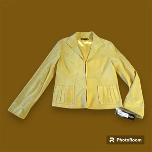 NWT Lafayette 148 Women 10 XL Carlisle Suede Jacket Hook & Eye Buttercup $798 - Picture 1 of 15