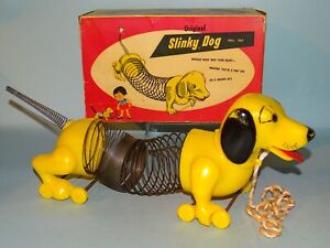 VINTAGE SLINKY DOG NO. 225 ORIGINAL BOX JAMES INDUSTRIES