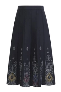 Ivko Skirt Grey Anthracite Wool Jacquard Ornament 242751 - Picture 1 of 2
