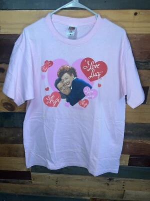 Vintage I Love Lucy TV Show themed Pink colored Shirt Size L Fruit of the Loom - Image 1 of 4
