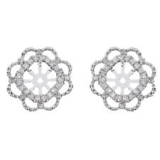 14K White Gold Diamond Flower Earring Jackets