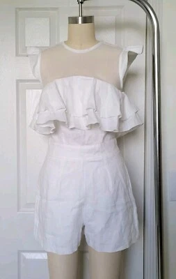 Romper Karina Grimaldi de linho branco - Imagem 1 de 4