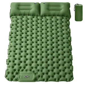 Double Camping Sleeping Pad with Pillow Foot Pump Self Inflating for 2 Person - Picture 1 of 25