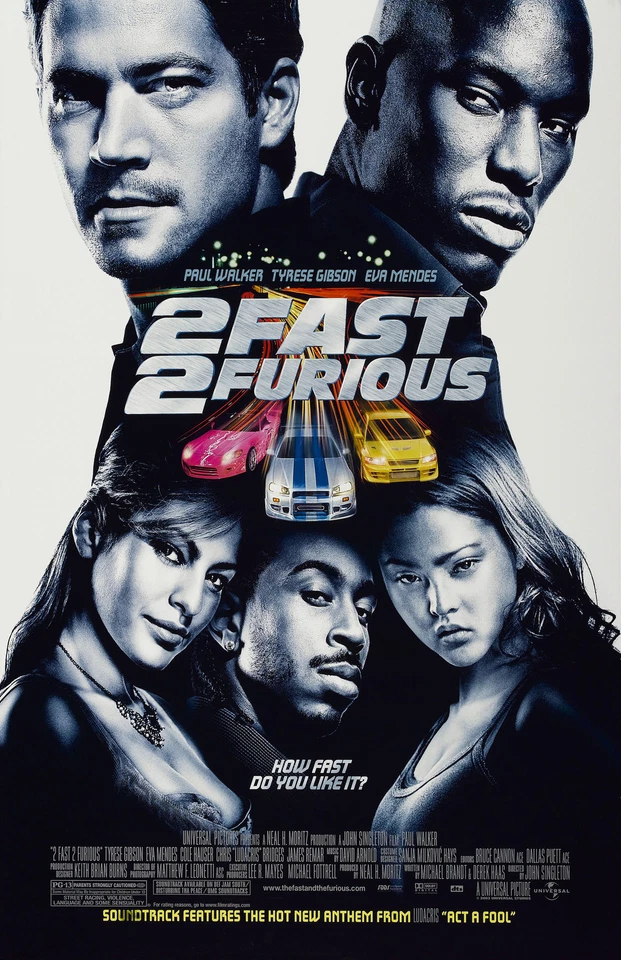 2Fast 2Furious movie poster Paul Walker poster 11 x 17 inches Fast & the Furious