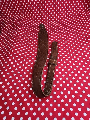 SUEDE WHITE STITCHED DIAMOND DESIGN LEATHER RIFLE SLING WITH SWIVELS  - Image 1 of 4