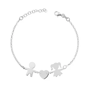 Armband Kette Diamantrolle Mädchen Junge und Herz Plain aus 925 Silber - Bild 1 von 1