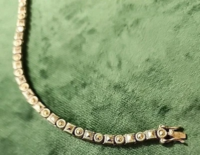 Sterling Silver 925 Marcasite Tennis Link 7.50" Bracelet      - Image 1 of 3