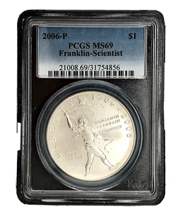 2006-P Franklyn-Scientist Commemorative Silver $1 Dollar PCGS MS 69 - Picture 1 of 4