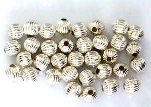 36 Italian 925 Sterling Silver Corrugated Beads 7mm for Jewelry Making #G351 - Picture 1 of 3