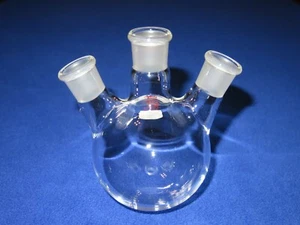 3-NECK ROUND BOTTOM FLASK 19/22 250ML angled heavy duty premium product - Picture 1 of 1