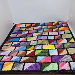 Cross stitch embroidered cushion cover geometric rectangular 15x15 in - Picture 1 of 4