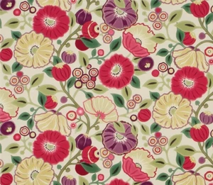 SANDERSON CURTAIN FABRIC DESIGN Tree Poppy 2.95 METRES RED/PLUM 100% COTTON - Picture 1 of 5