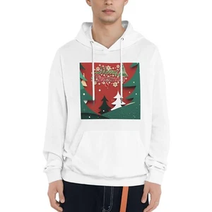 Festlicher Weihnachts Hoodie kuschelig Polyester lockerer Stil mit Weihnachtsmotiven Mustern - Bild 1 von 8