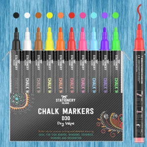 10 Pack Liquid Chalk Markers Pens Dry Erase for Chalkboards Signs Windows Glass - Picture 1 of 8