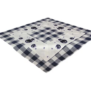 Blue Teapot Cup Checked Pattern Embroidery Tablecloth Table overlay White Blue - Picture 1 of 1