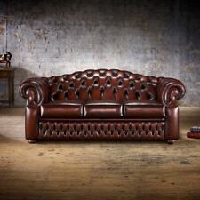 Vintage Three Seater Chesterfield Leather Sofa Living Room Couches Upholstered
