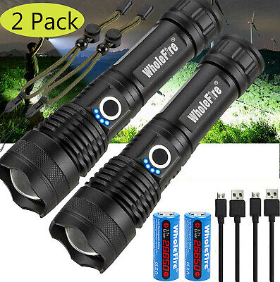 Super Bright 990000LM Powerful Flashlight XHP70 26650 Rechargeable Zoom Torch • 15.98$