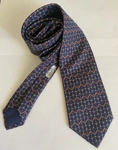 HERMES Seidenkrawatte Krawatte 788 MA geometrischer Pfeil H-Design authentisch marineblau - Bild 1 von 7