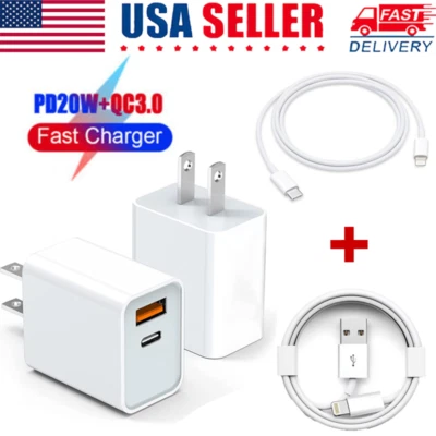 For iPhone 14 13 12 11 XR 8 20W Fast Charger Block USB Type C Wall Power Adapter - Image 1 of 4