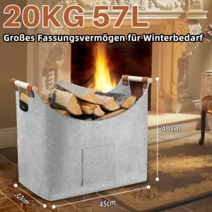Holzkorb für Kaminholz, Kaminholzkorb Groß, Filztasche Shopper,Aufbewahrungskorb - Bild 1 von 15