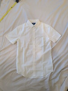 Wool & Prince Short Sleeve Shirt Mens XS Light Cream Button Down Blend Reg Fit - Picture 1 of 5