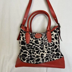 COACH Rory Ocelot Cheetah Black/Red Shoulder Tote Satchel Bag 19988 - Picture 1 of 7