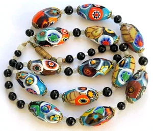 Sehr schöne VINTAGE MURANO HALSKETTE mit MURANO GLASPERLEN Millefiori - Bild 1 von 13