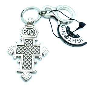 Brighton Egyptian Cross Alcazar Crystals Religious Keychain Key Fob Zipper NWT - Picture 1 of 7