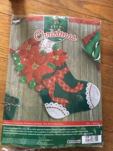 NIP 2016 BUCILLA CHRISTMAS POINSETTIA Felt Stocking Kit 86705 - Picture 1 of 2