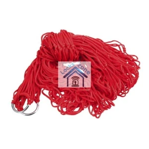  RED Garden Hammock Mesh Net Hang Rope Travel Camp Outdoor Swing Quality UK - Picture 1 of 2