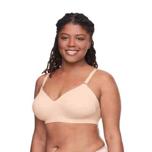 Warners No Side Effects Underarm Back-Smoothing Comfort Wireless BRA BEIGE XL - Picture 1 of 2
