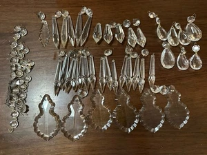 Vintage Lot Chandelier Crystal Prism Cut Crystal Glass Drops - Picture 1 of 4