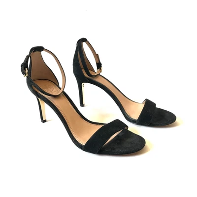 Sandalias Tory Burch Keri Tacones Altos Para Mujer 7.5 Negro Gamuza Hebilla Punta Abierta Zapatos Foto 1 de 4