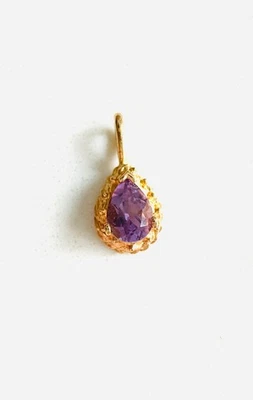 PINGENTE DE AMETISTA VINTAGE OURO 14kt formato de pêra/gota de lágrima - Imagem 1 de 4