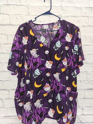 Hello Kitty Scrub Top Halloween Size 3x EXCELLENT - Image 1 of 3