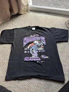 Vintage 2001 Baltimore Ravens Ray Lewis AFC Champions T Shirt L44 - Picture 1 of 7