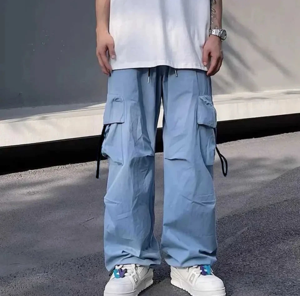 Pantalones cargo Rue21 azul claro - ropa de calle de varios bolsillos (talla pequeña) Foto 1 de 4