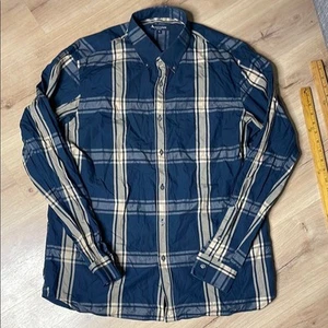 Aquascutum London Button Down Shirt. Blue, Tan. Size XL. EUC. - Picture 1 of 6