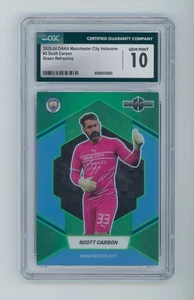 Tarjeta de Scott Carson Daka Holoceno verde Manchester City 2023-24 1/5 CGC GEMA 10 - Imagen 1 de 3