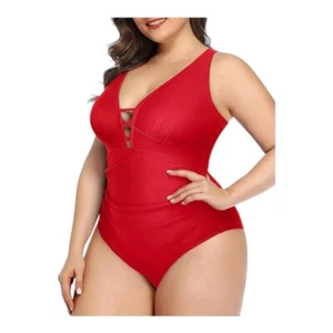 Yonique Women One Piece Swimsuit Tummy Control Bathing Suit Lace up Plunge front - Picture 1 of 12