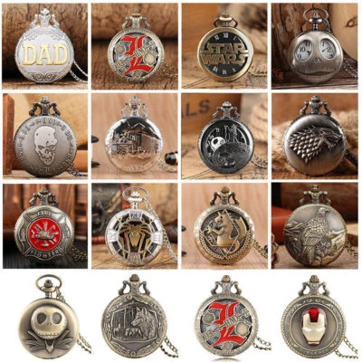 Steampunk Quartz Pocket Watch with Necklace Chain Watches Gifts for Women Men - Image 1 of 4