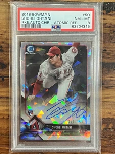 2018 Bowman Chrome Atomic Refractor Shohei Ohtani ROOKIE RC AUTO /100 PSA 8