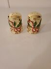 Lenox Holiday Nouveau Salt And Pepper Shakers Brassplate Christmas Giftware   Rare