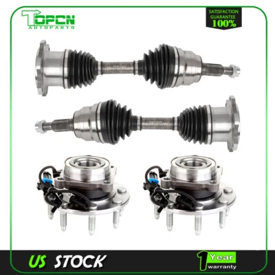(4) Front CV Axle Shaft&Wheel Hub Bearing For Chevy Silverado Sierra 2500 HD 4WD - Image 1 of 4
