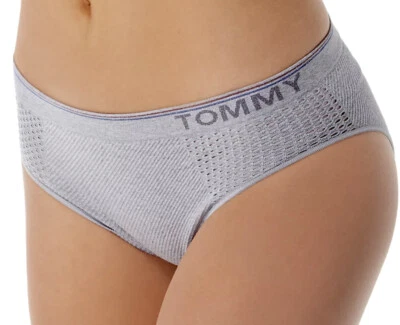 TOMMY HILFIGER бесшовный ребристый логотип группы серый синий бикини трусики новый женщин XL 8 - Изображение 1 из 4