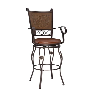 Powell Company Big and Tall Copper Stamped Back Barstool with Arms Bar Stool,... - Picture 1 of 12