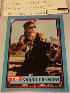 1991 Topps Card Grade 10 Sticker #3 Terminator T2 Movie Sarah Connor L. Hamilton - Picture 1 of 6