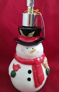 NWT CHRISTMAS SNOWMAN BATHROOM HAND CERAMIC SOAP DISPENSER HOLIDAY DECOR - Picture 1 of 8