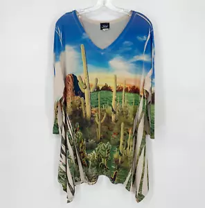 Jostar XL Extra Large Cactus Saguaro Arizona Sharkbite Boho Sublimation Tunic - Picture 1 of 4